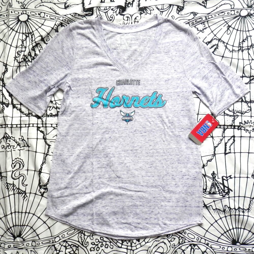 Charlotte Hornets Women's Heather Purple V-Neck T-Shirt